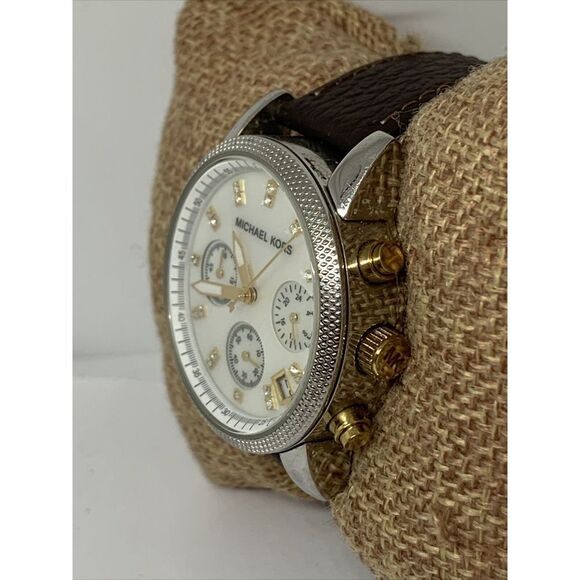 Michael Kors Jet Set MK5057 Women Brown Leather Analog Dial Quartz Watch WFH203 - Picture 3 of 11